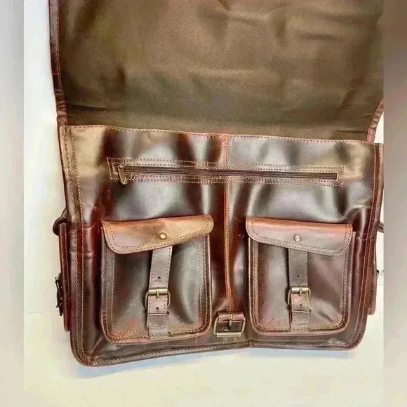 Cuero Vintage Handmade Large Leather Messenger Bag For Laptop - Picture 4 of 16